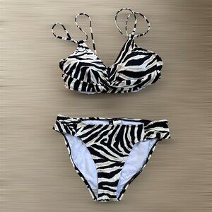 Lauren Ralph Lauren Zebra Twist Underwire Bikini Size 8